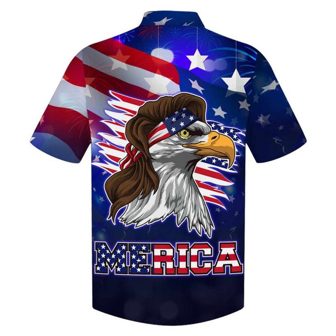 Blue Merican Hawaiian Shirt With Eagle, Independence Day Hawaii Aloha Beach Shirt For Father