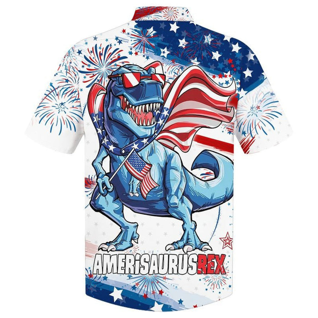 3D All Over Printed 4Th Of July Hawaiian Shirt, Amerisaurusrex Hawaii Beach Shirt, Saurus Usa Hawaiian Shirt