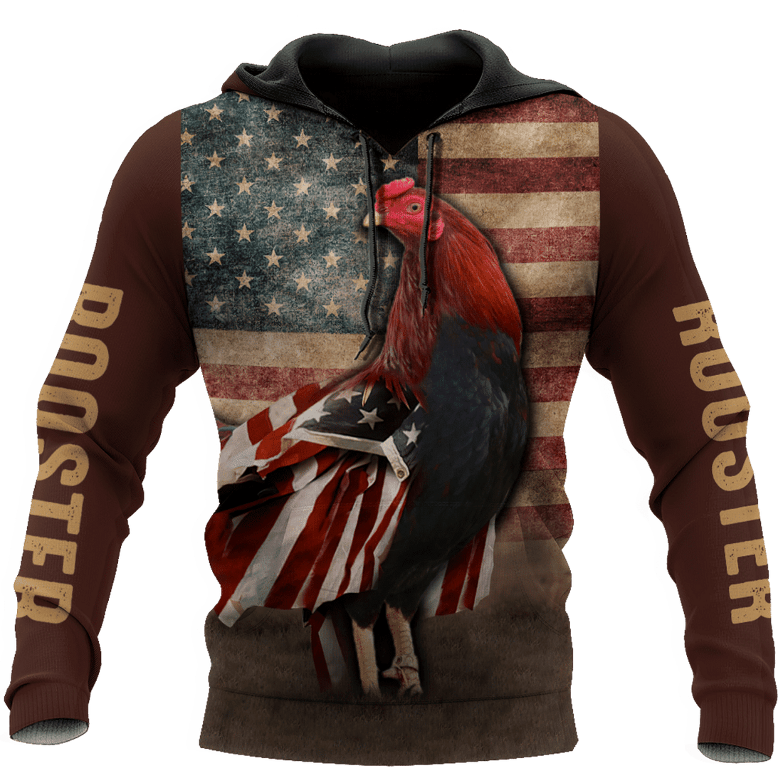 FUNSTUFFPRINT Rooster Brown Best 3D Hoodie and Zip Hoodie