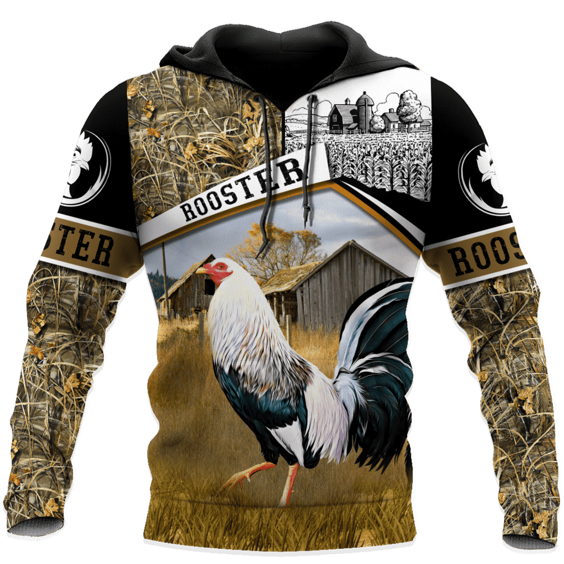 FUNSTUFFPRINT Rooster Camouflage Awesome Unisex 3D Hoodie and Zip Hoodie