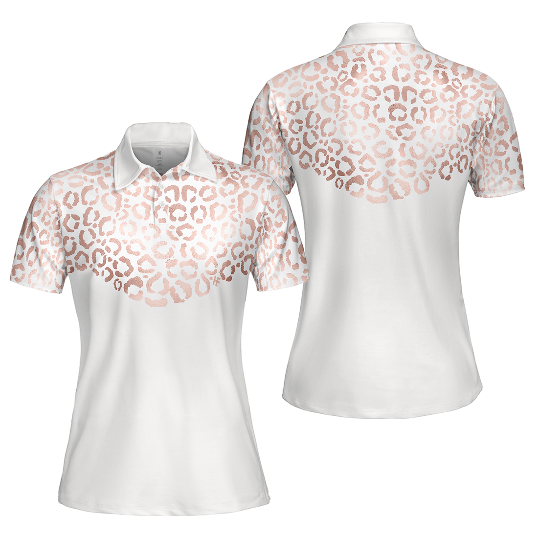 Rose Gold Leopard Pattern Shirt Short Sleeve Women Polo Shirt