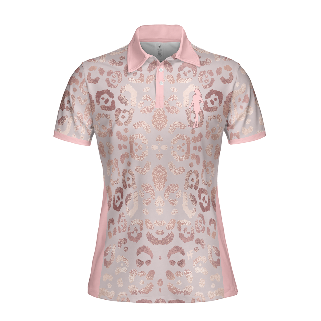 Rose Gold Leopard Print V2 Short Sleeve Women Polo Shirt