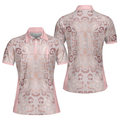 Rose Gold Leopard Print V2 Short Sleeve Women Polo Shirt