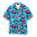 4th Of July American Sexy Lips Hawaiian Shirt Beachwear For Men