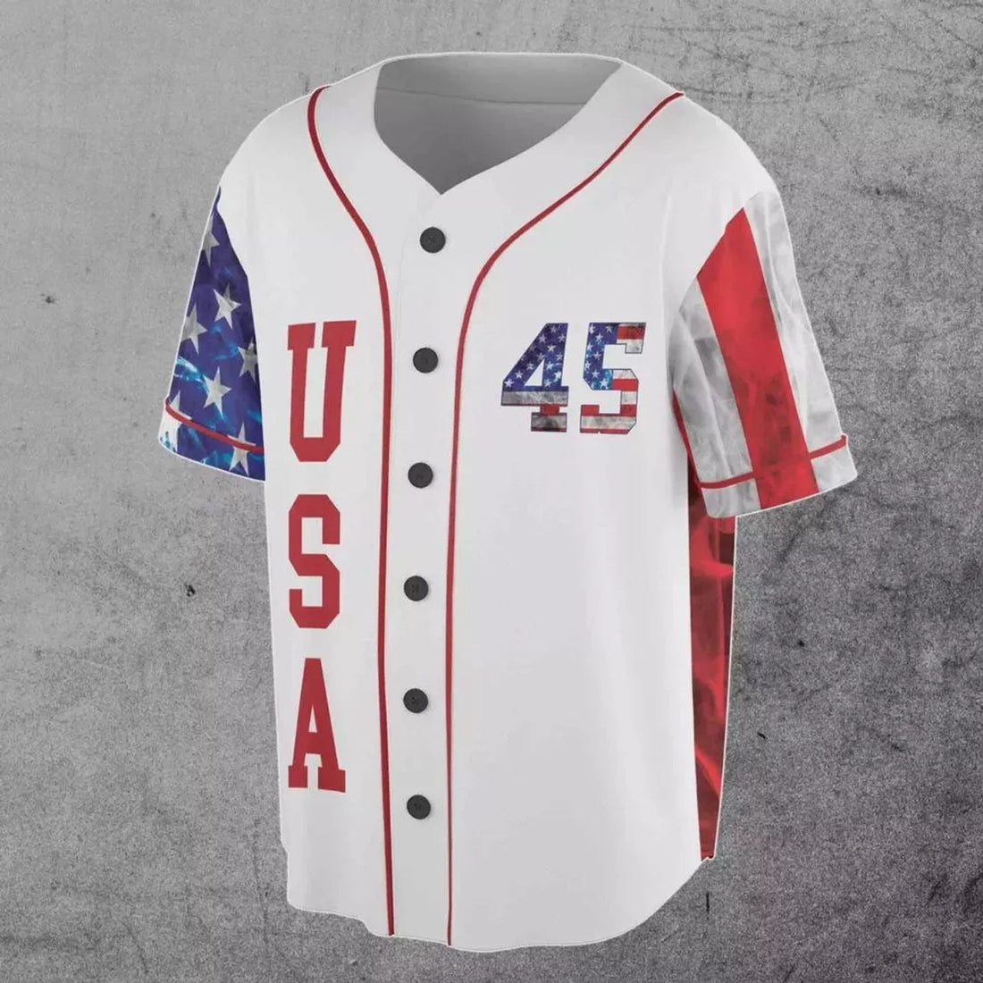 Donald Trump 45 Pro Trump Smoke American Flag Baseball Jersey