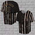 Custom Camo Black-Old Gold Salute To Service American Flag 3D Baseball Jersey