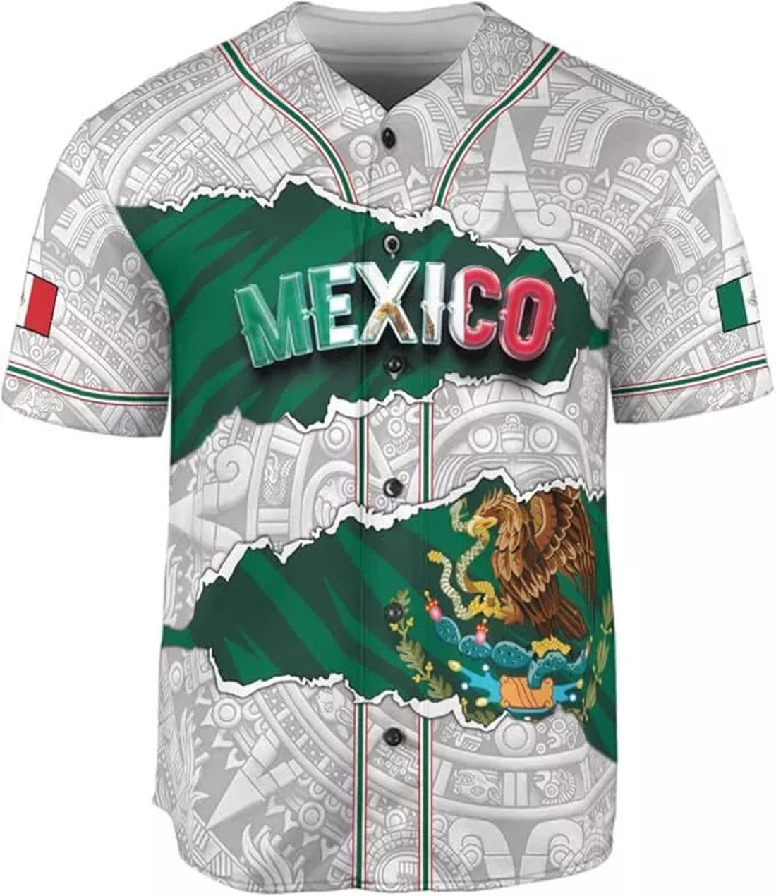 Custom Pride Eagle Mexico Flag Coat of Arms Mexican Baseball Jersey