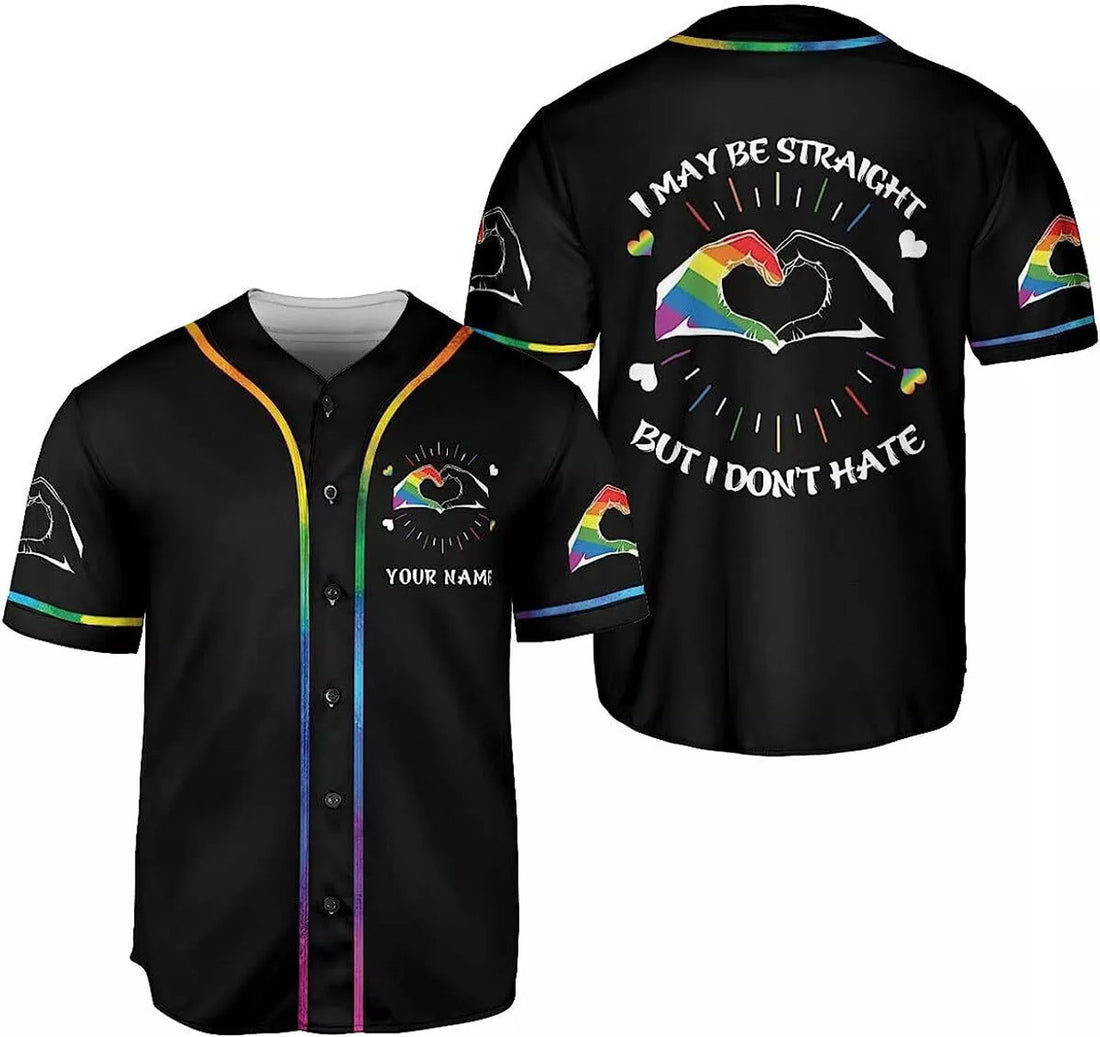 Custom Rainbow Pride LGBT Love is Love Baseball Jersey for Men Women LGBT Pride Month