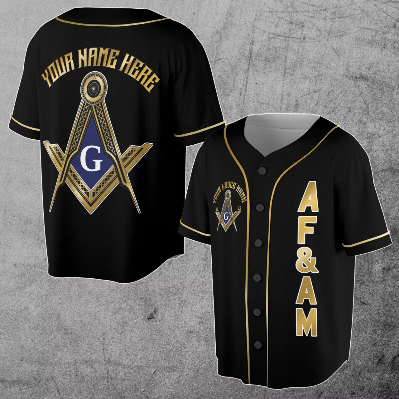 Custom Name Logde Name AF&AM Masonic Freemasonry3D Baseball Jersey Size S-5XL