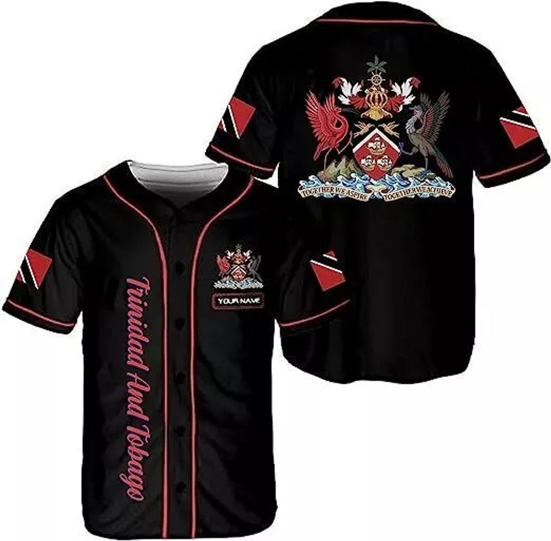 Custom Personalized Name Trinidad and Tobago Proud Baseball Jersey Shirt S-5XL, Trinida