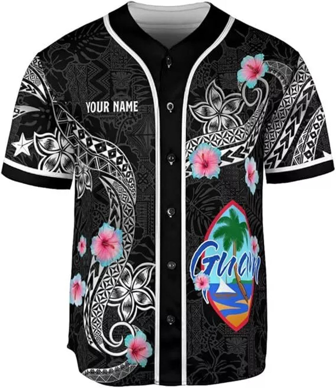 Colombia Guam Men's Novelty Baseball Jersey Short Sleeve 3D Jersey Guahan