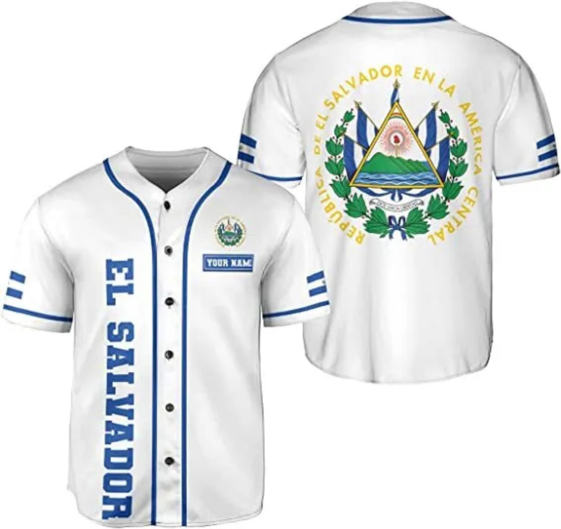 Custom Personalized El Salvador Proud AOP Baseball Jersey, Unisex XS-5XL El Salvador Je