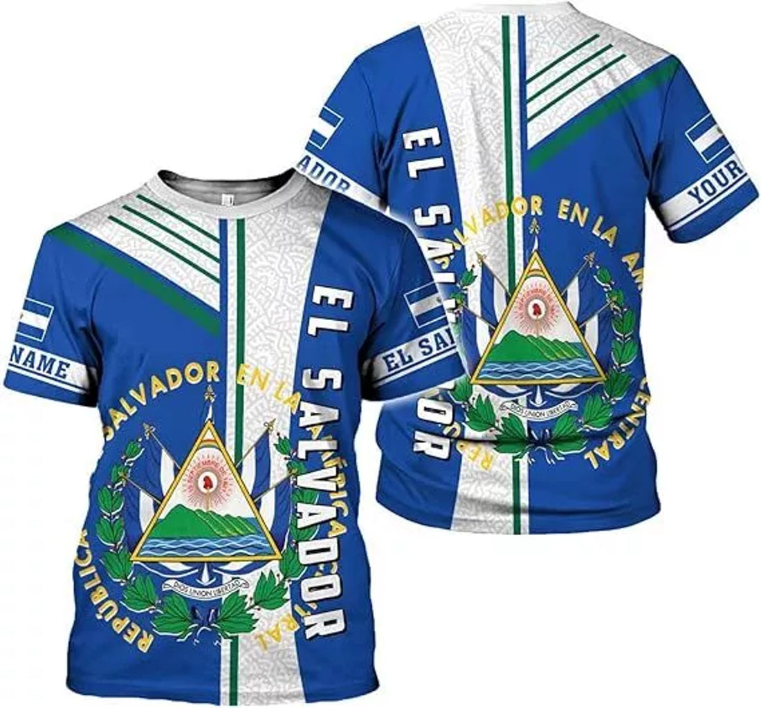 Custom El Salvador Shirt 3D, El Salvador Flag Shirt for Men Women, El Salvador T-Shirts