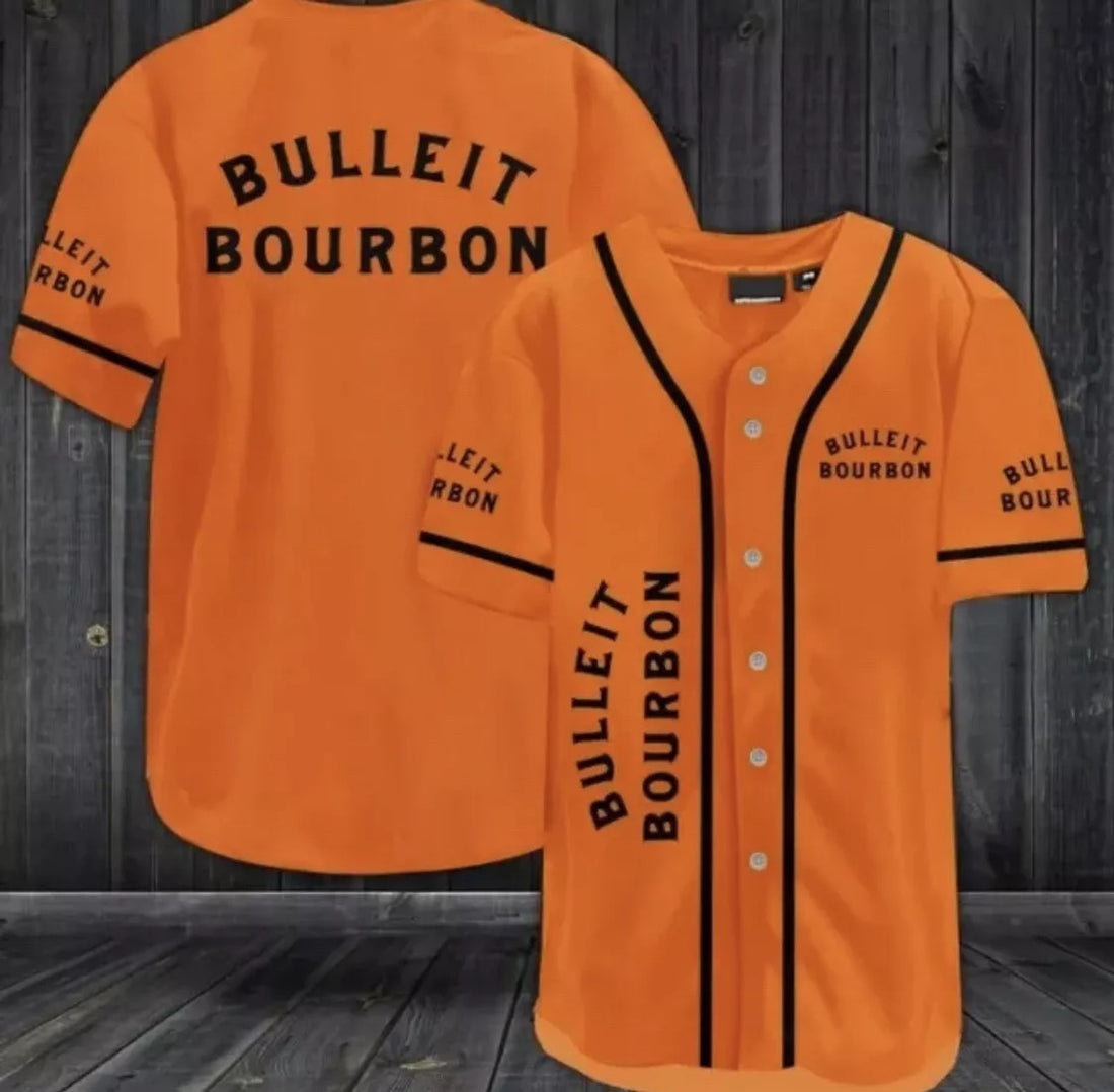 Bulleit Bourbon Unisex Baseball Jersey - Orange Shirt, Size Large