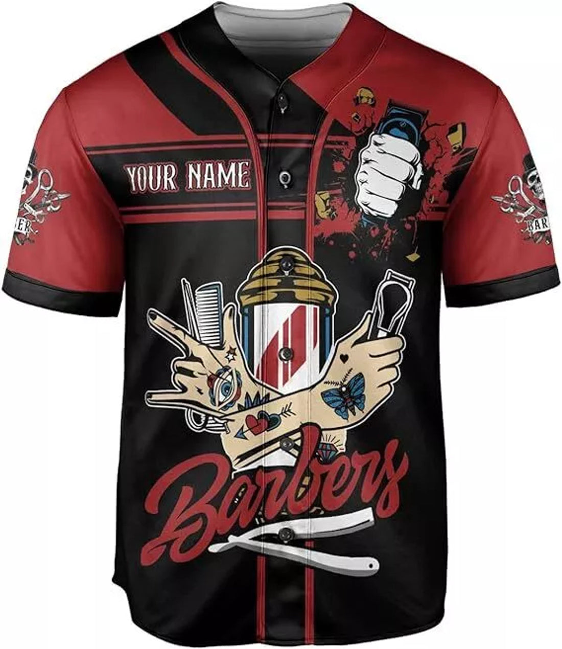 Custom Barber Shop Baseball Jersey Custom Name Shirt 3D Scis