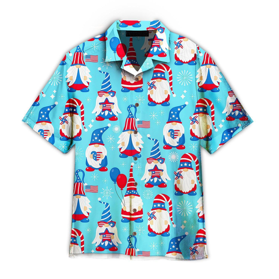 4th Of July Cute Patriotic Usa Gnomes Hawaiian Shirt For Men, Gnomes Hawaii Beach Shirt