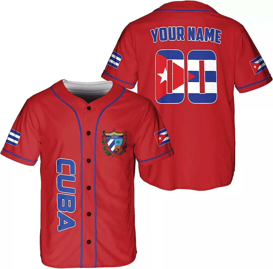 Custom Personalized Cuba Baseball Jersey Shirt Cuba Flag Jersey Cuban Jersey for Men