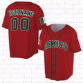 Custom Red Mexico Baseball Sports Custom Name 3D Baseball Jersey Size S-5XL