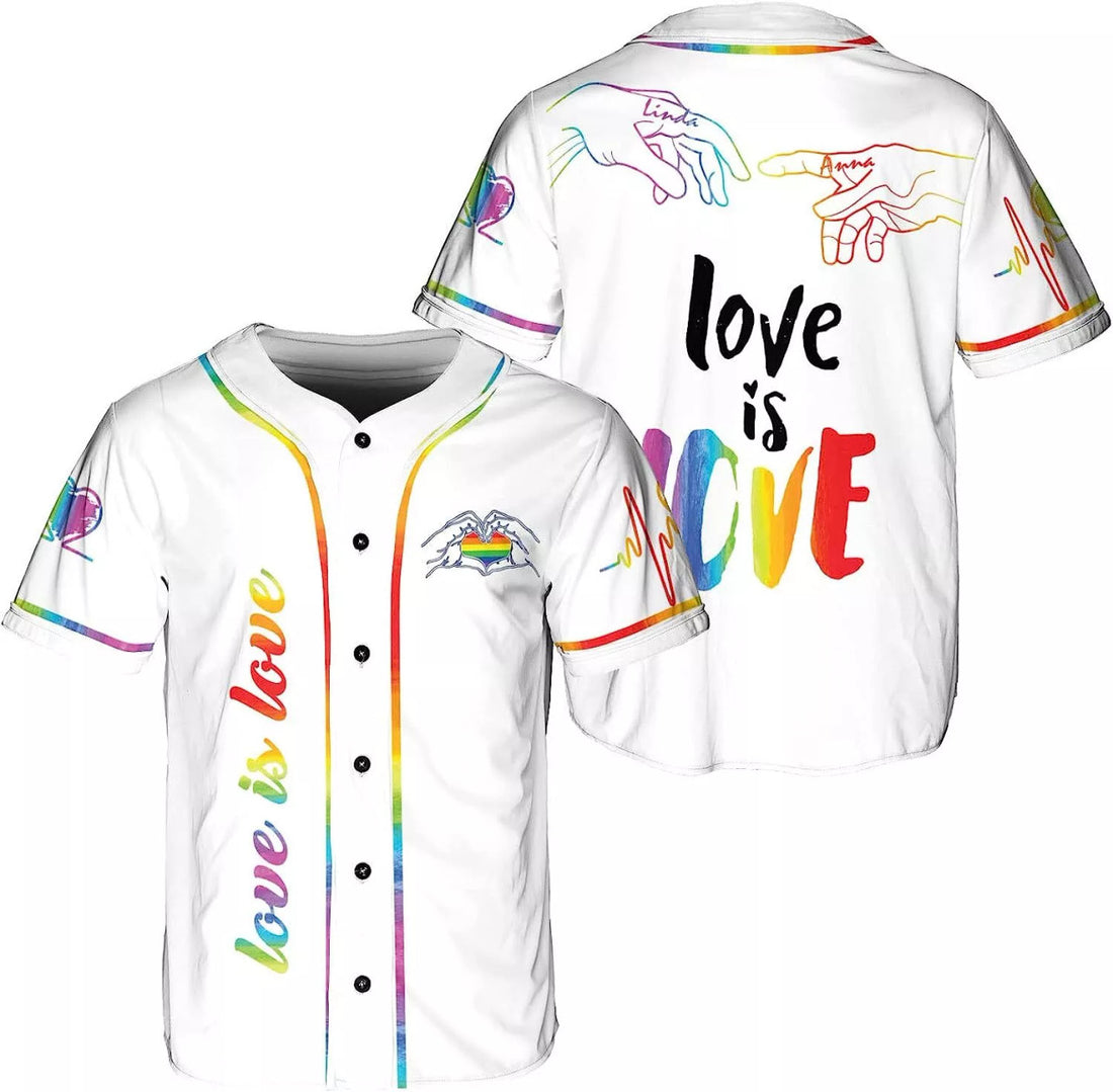 Custom Personalized LGBT Pride Baseball Jersey Pride Hand LGBT Flag Jersey, Rainbow Les