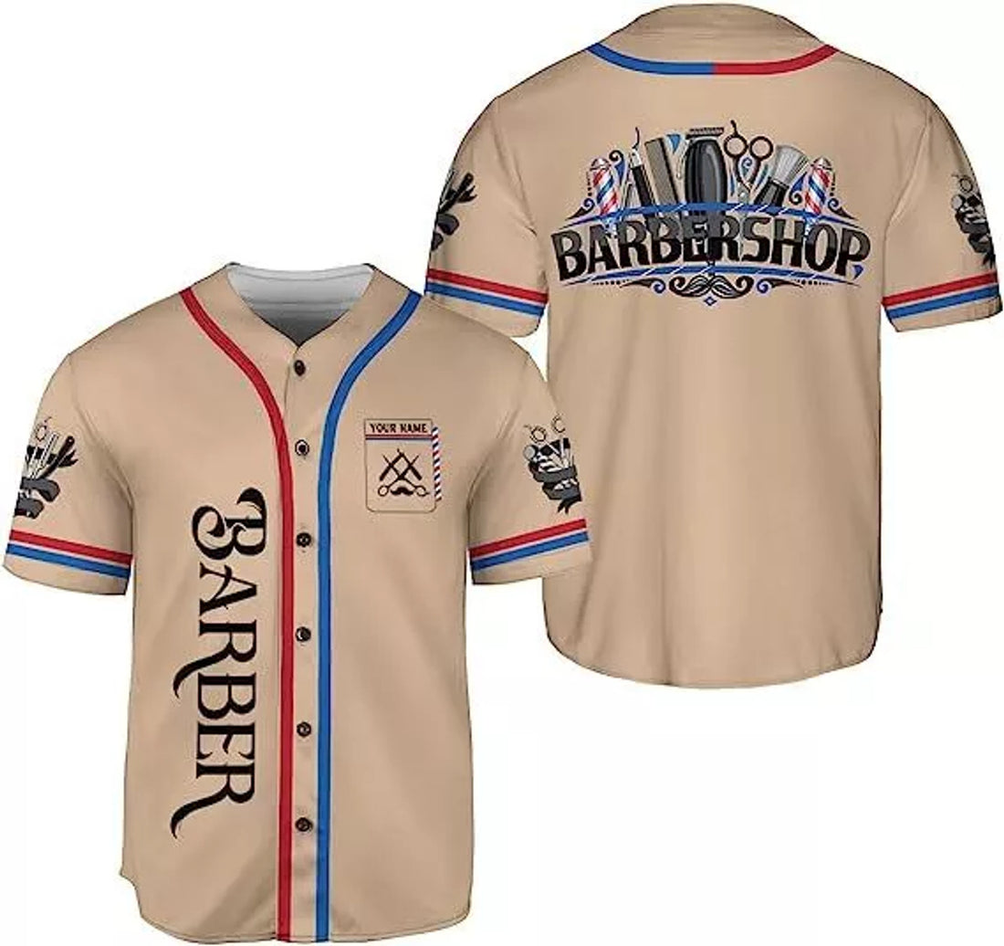 Custom Personalized Barber Shop Baseball Jersey Hairdresser Baseball Jersey Barber To