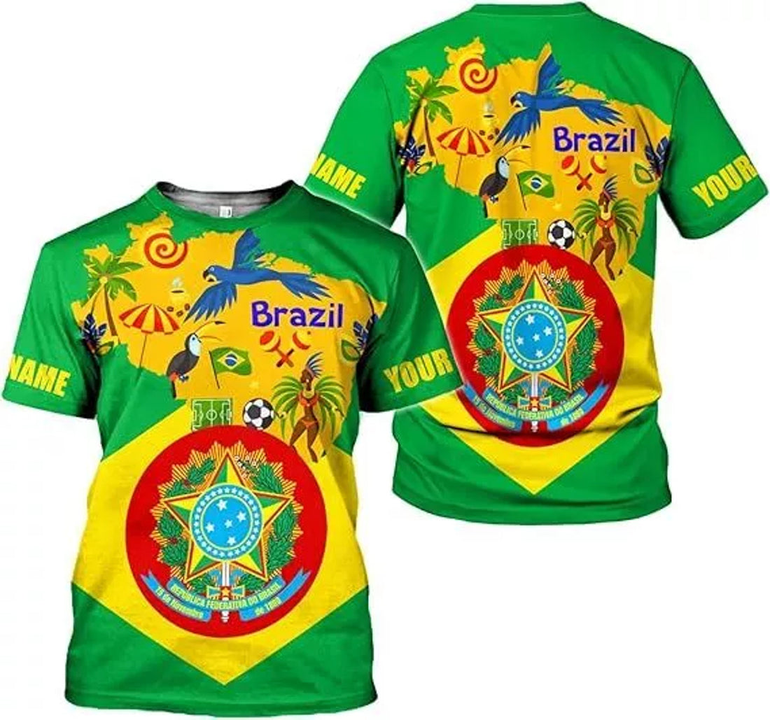 Custom Brazil Shirt 3D Brasil Shirt Flag Brazilian Shirt for Men Brazil Pride