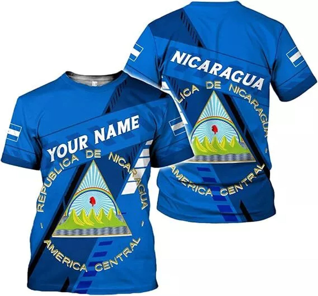 Custom Nicaragua Shirt 3D Nicaragua Flag Shirts Nicaraguan Camisas T-Shirt.