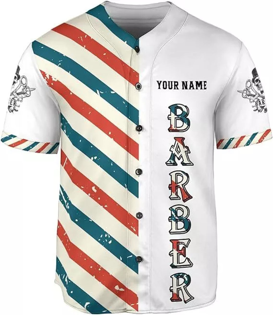Personalized Barber Shop Baseball Jersey Custom Name Shirt 3D for Men Women Scis