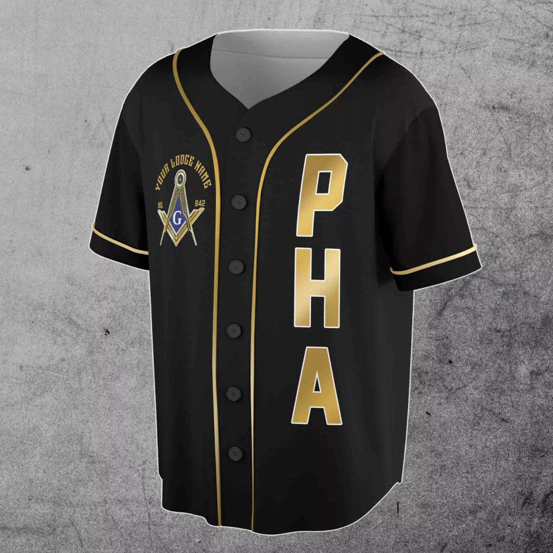 Custom Name Logde Name Number Masonic Lodge, PHA Freemasonry 3D Baseball Jersey