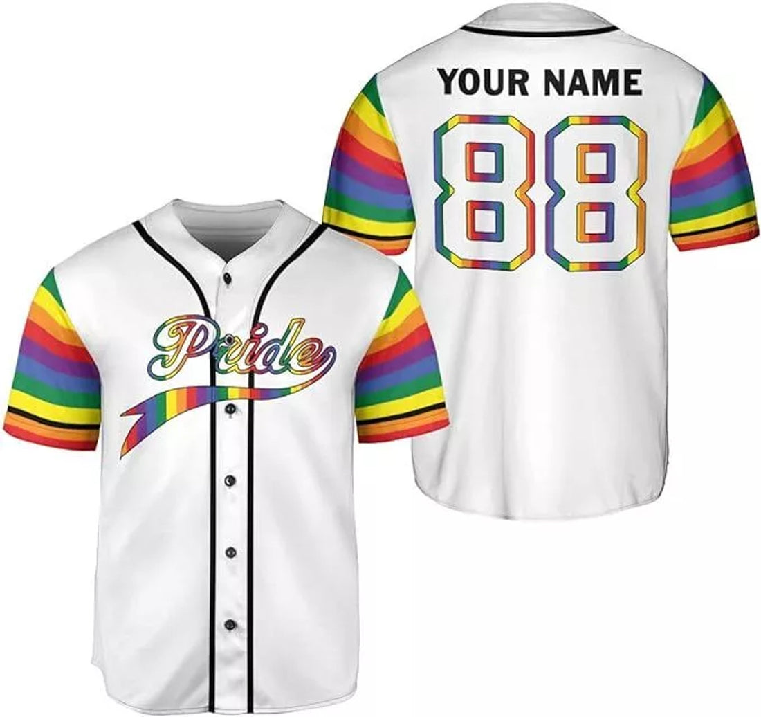 LGBT Pride Baseball Jersey, Custom Rainbow Custom Shirt Month Love is Love