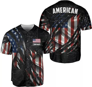 Custom Men American Flag Jersey Men's America Baseball Jerseys Patriotic Jerseys