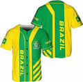 Custom Brazil Baseball Jersey Shirt, Brasil Brazilian Flag Bandera Bandeira