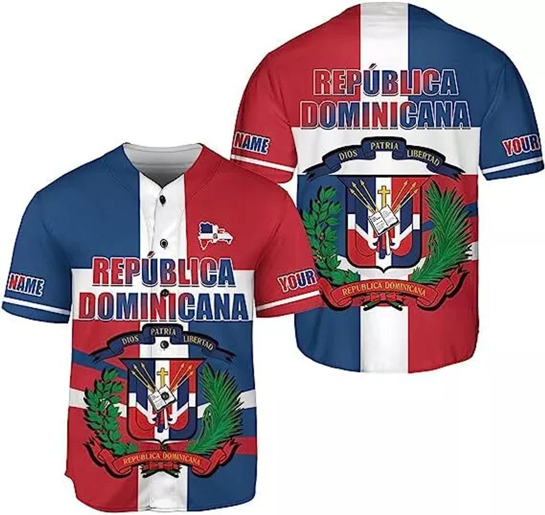 Custom Personalized Dominican Republic Baseball Jersey Shirt, Team Name Republic Dominic
