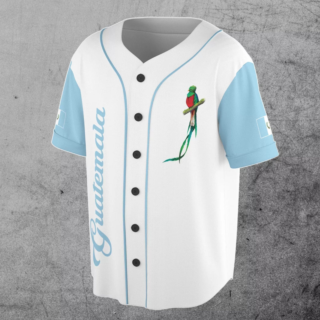 Customize Name Guatemala Flag Coat of Arms White 3D Baseball Jersey Size S-5XL