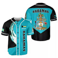 Custom Personalized Bahamas Flag Coat of Arms Symbol Baseball Jersey Shirt Size S-5XL