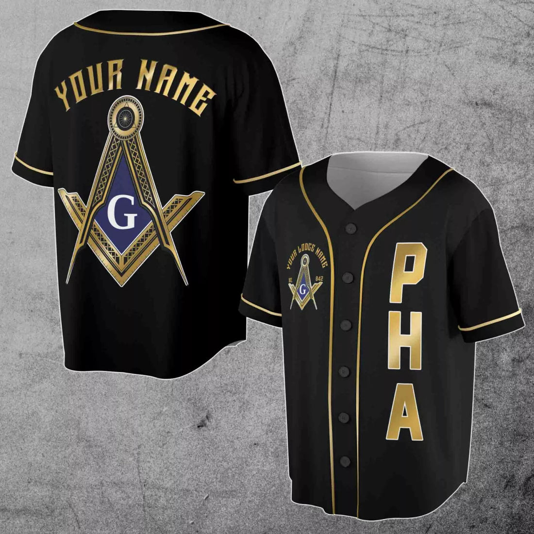 Custom Name Logde Name Number Masonic Lodge, PHA Freemasonry 3D Baseball Jersey
