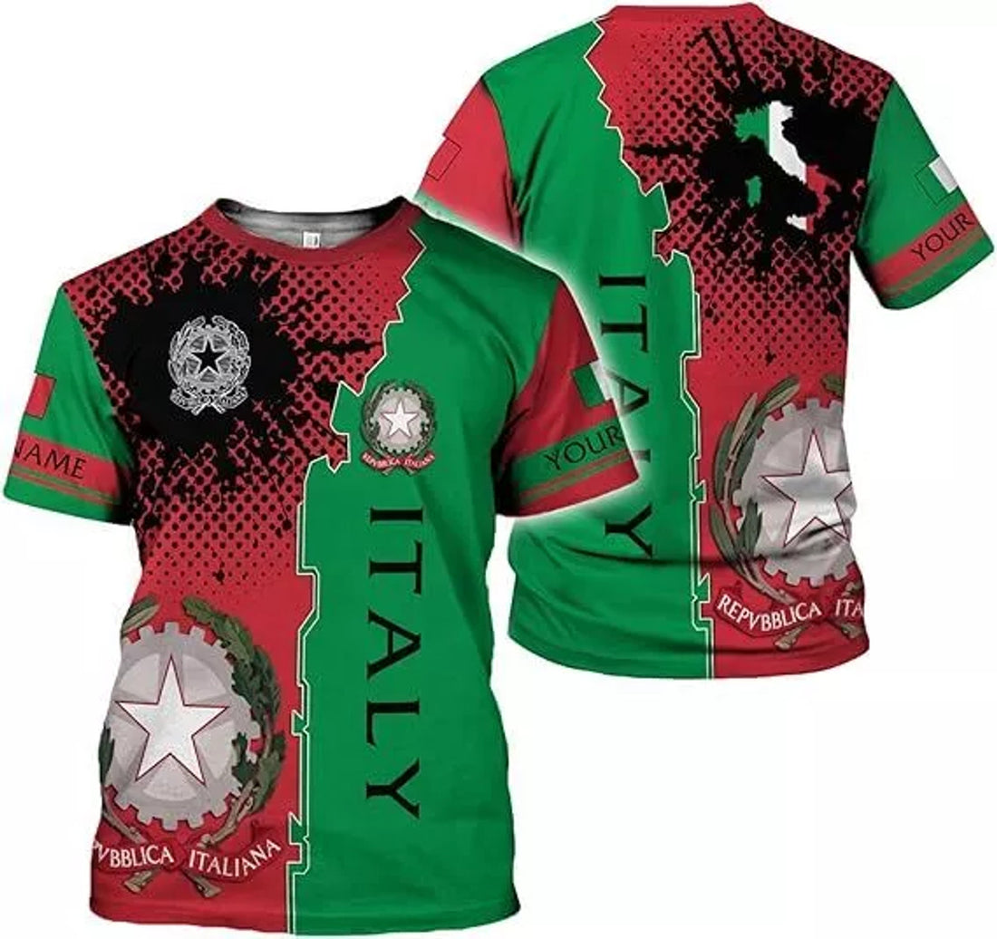 Custom Italy 3D Shirt, Italia 3D T-shirt, Custom Italy Flag Shirt, Italy Flag Pride Cam