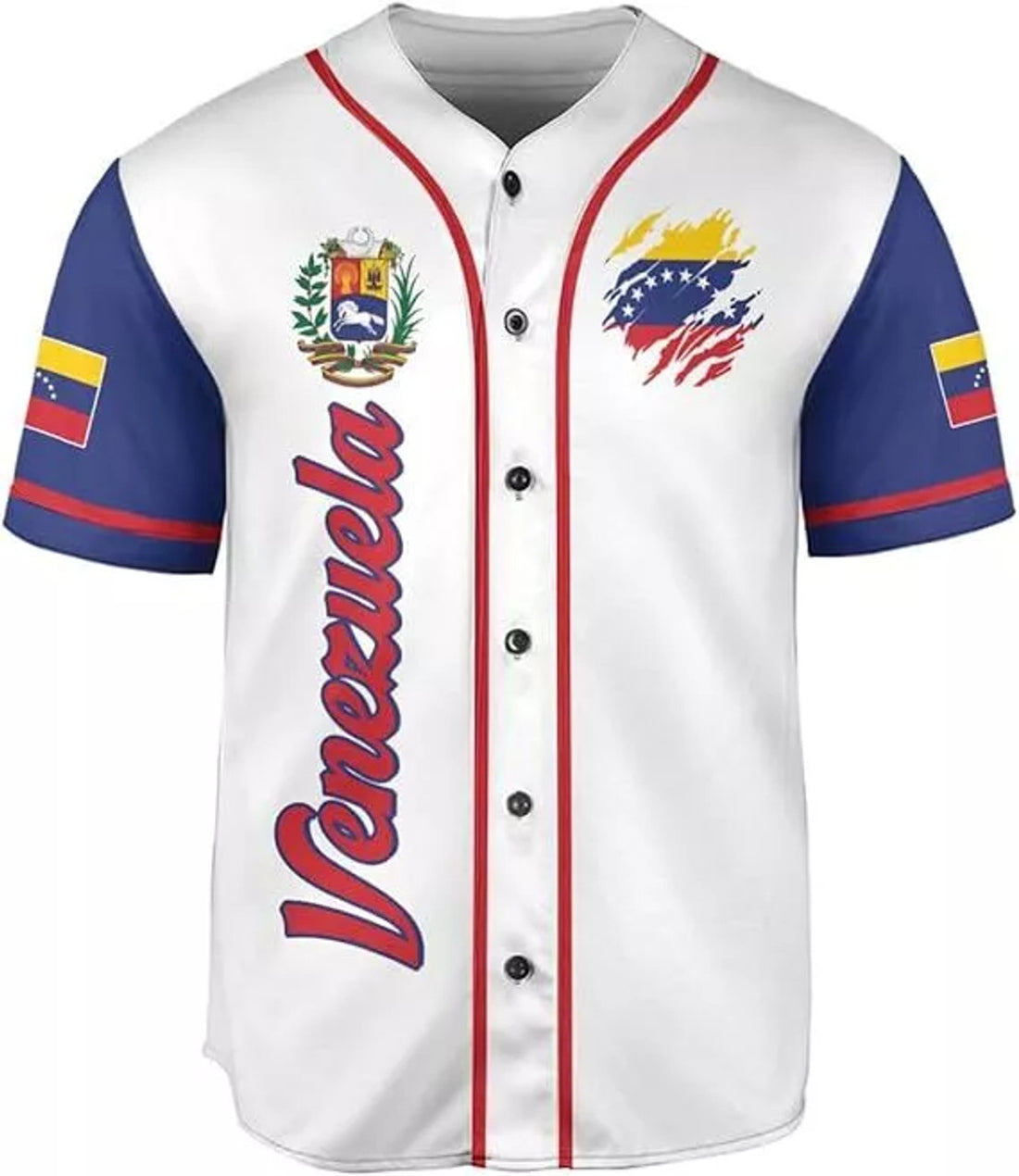 Venezuela Flag Baseball Jersey for Men - Venezuelan Team Shirt