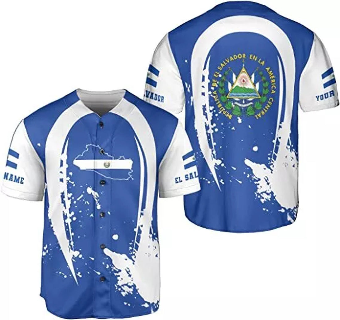Custom Personalized Name El Salvador Baseball Jersey Shirt El Salvador Flag Shirt Men S