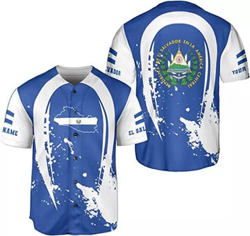 Custom Personalized Name El Salvador Baseball Jersey Shirt El Salvador Flag Shirt Men S