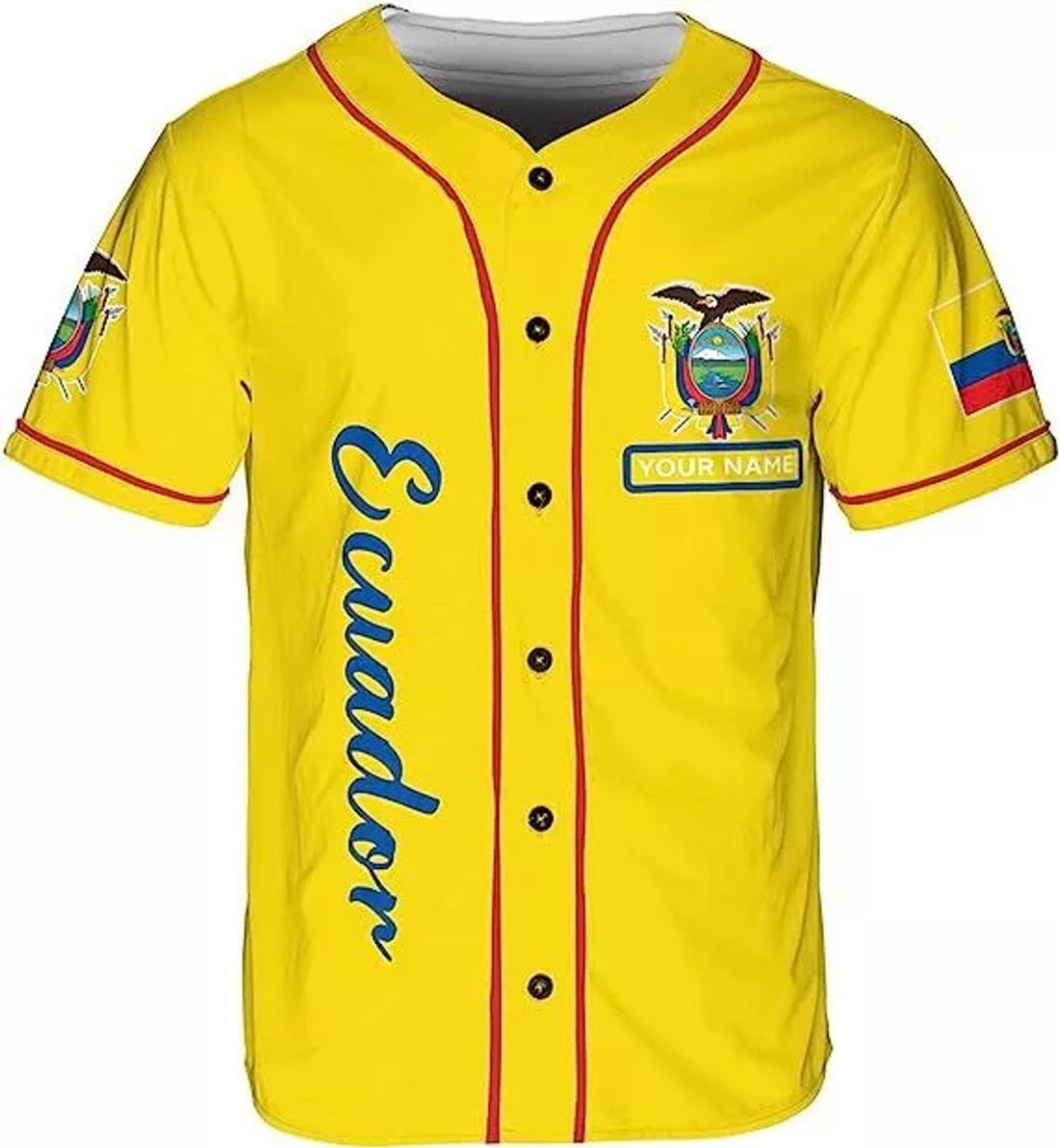 Custom Personalized Ecuador Baseball Jersey Shirt Ecuador Flag Jersey, Ecuadorian Jers