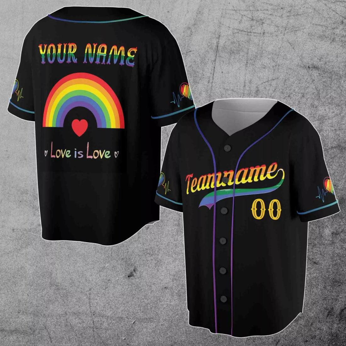 Custom Rainbow Pride Month Love Is Love LGBT 3D All Over Print Baseball Jersey