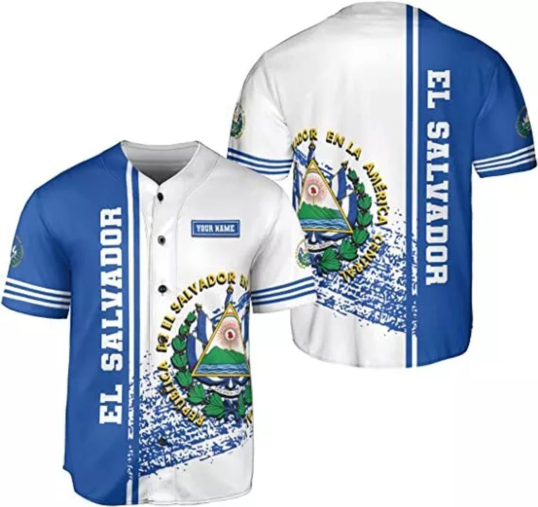 Custom Personalized El Salvador Proud AOP Baseball Jersey Unisex XS-5XL, El Salvador J