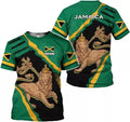 Custom Jamaica Shirt 3D Custom Jamaica Flag Lion Shirt for Men Women Jamaican Pride