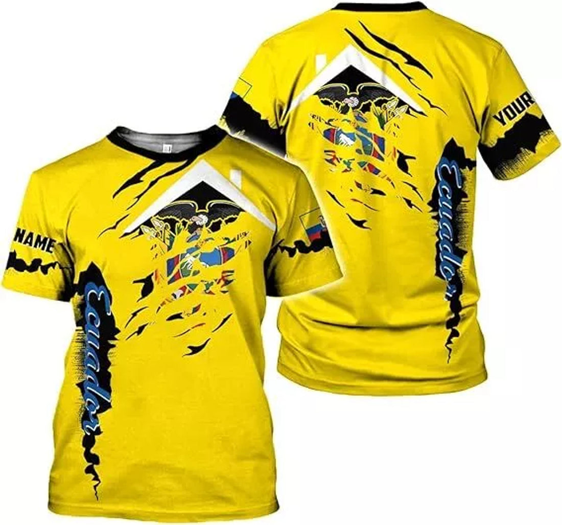 Custom Ecuador Shirt 3D, Ecuador Ecuadorian Flag Pride Gift T-Shirt, Ecuador Shirts for