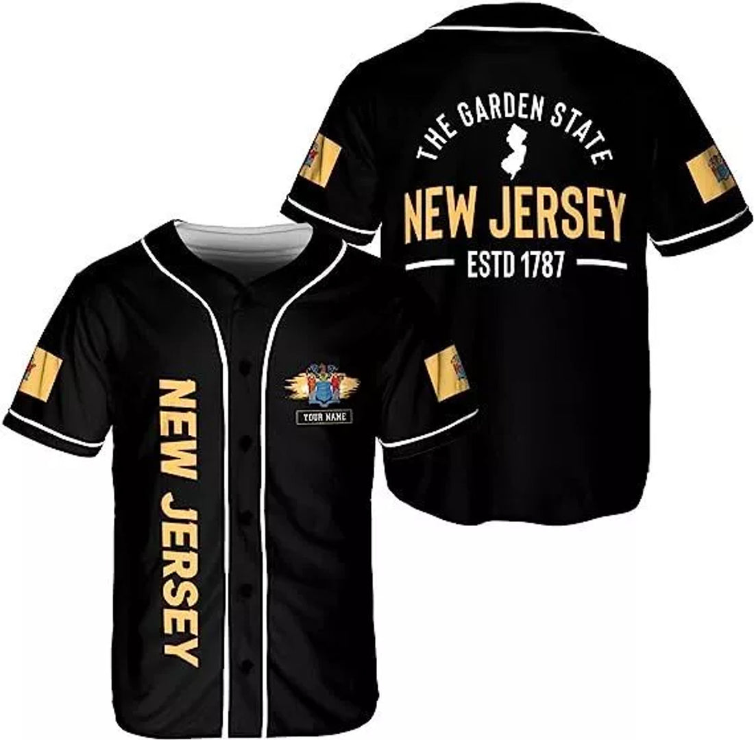 Custom Name New Jersey Baseball Jersey Shirts NJ New Jersey State