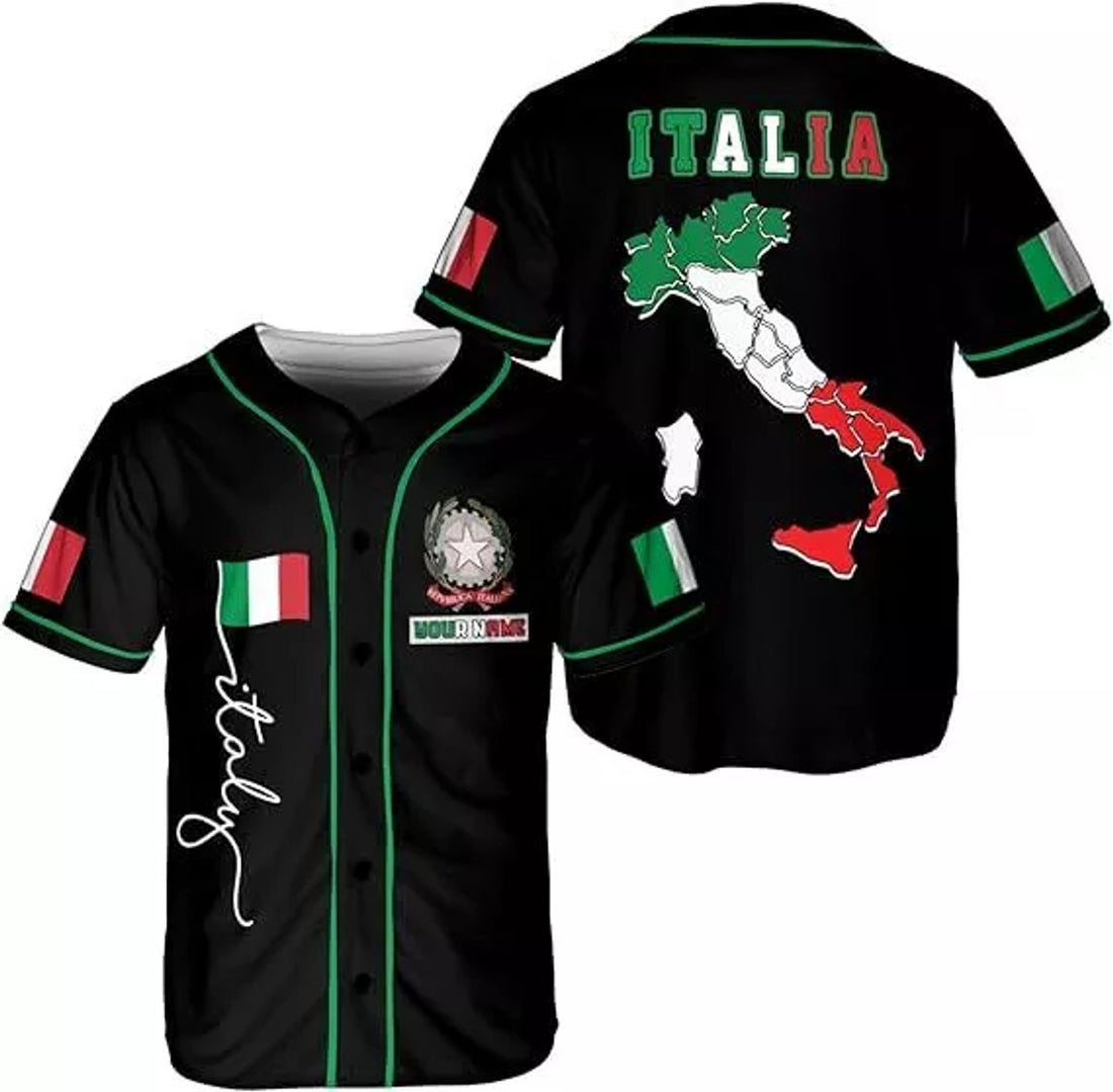 Custom Italia Baseball Jersey for Men Italian Jersey Shirt Italia Pride Flag