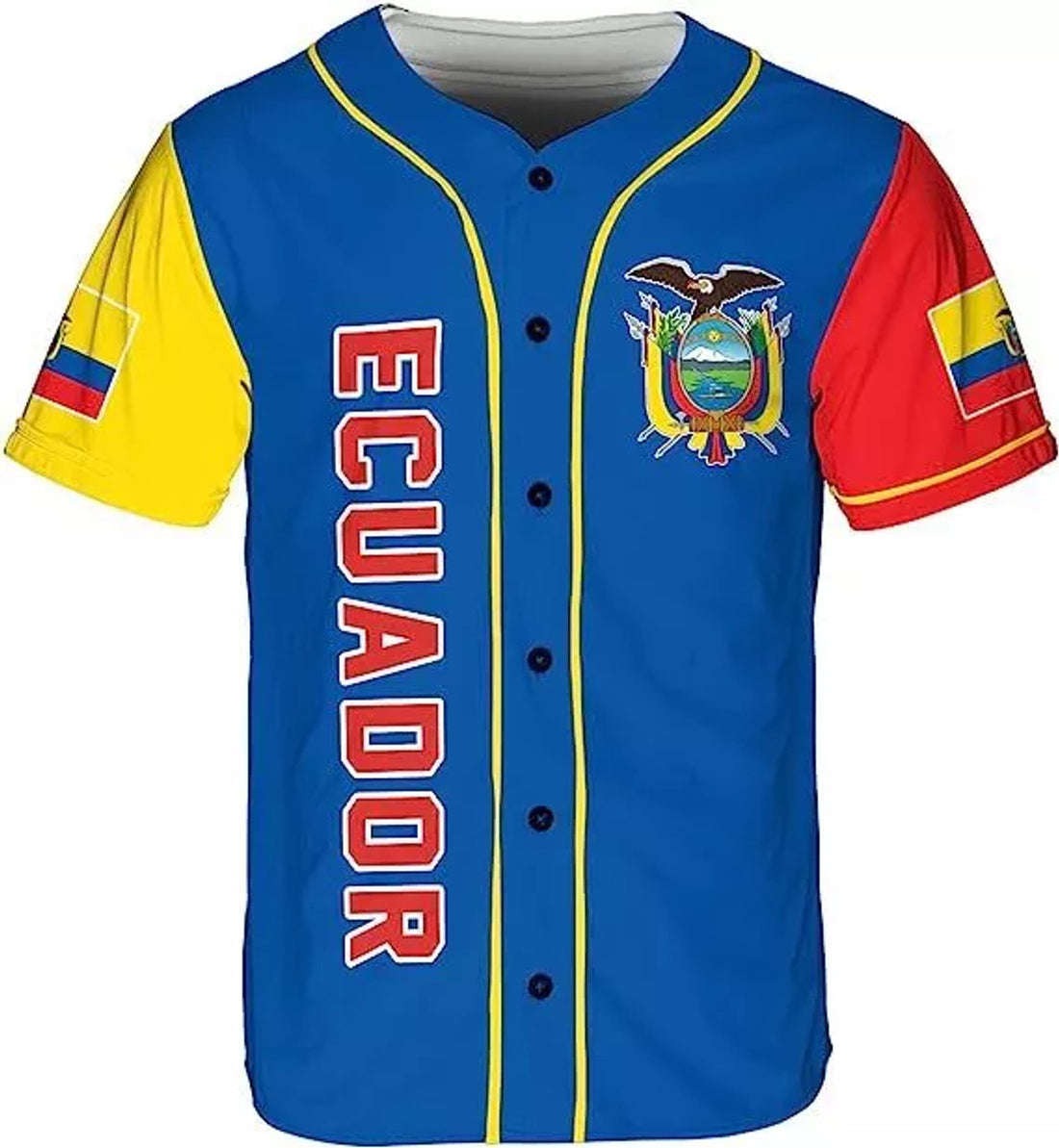 Custom Ecuador Baseball Jersey Shirt, Ecuador Flag Jersey, Ecuadorian Jers