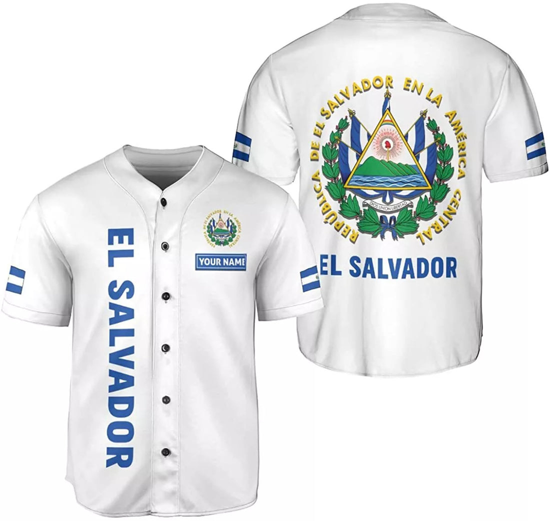 Custom Personalized El Salvador Baseball Jersey Shirt El Salvador Flag Shirt Men S