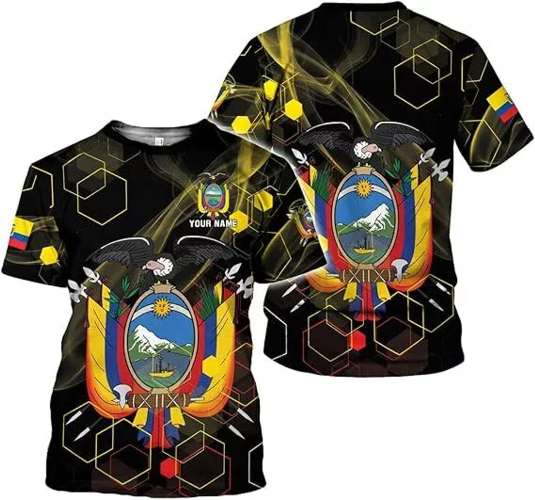 Custom Ecuador Ecuadorian Flag Pride Gift T-Shirt, Ecuador Shirts for
