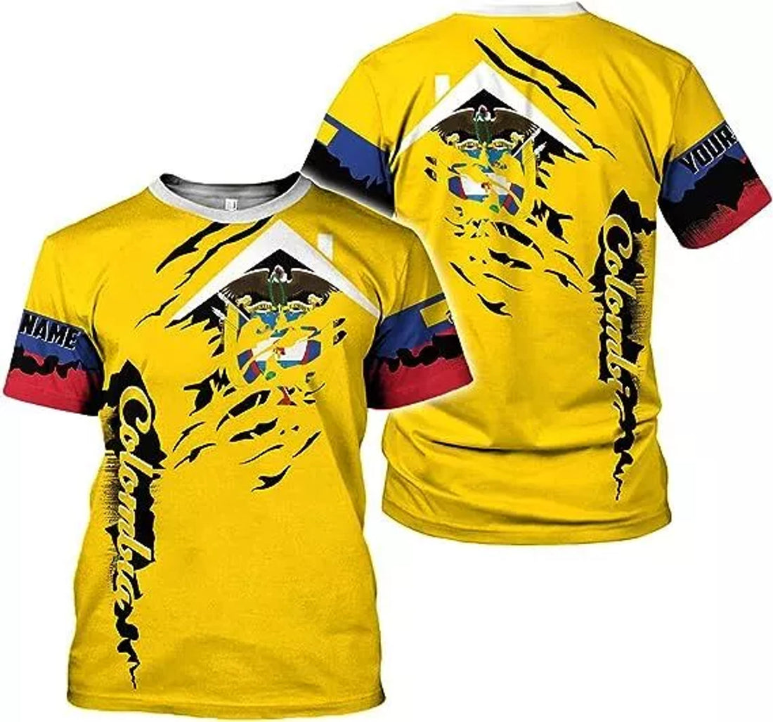 Custom Personalized Colombia Shirt 3D, Custom Colombia Flag Shirts for Men Women,